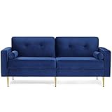 VASAGLE 3-Sitzer Sofa, Couch für Wohnzimmer, Bezug aus Samt, für Wohnungen, kleinen Raum,...