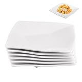 duisoad 6 Stück Kuchenteller 15,5 x 15,5 x 2,4 cm Weiß Eckig Teller Flachteller für Salate, Obst,...