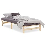 Homestyle4u Holzbett Palettenbett 90x200 mit Lattenrost, Bettgestell Holz Unbehandelt Kiefer...