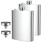 2 pcs Flachmann Edelstahl, Flachmann Set aus Edelstahl, Aus 304 Edelstahl, für Whiskey, Rum, Wodka,...