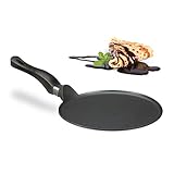 Relaxdays Crêpespfanne Aluguss 25 cm, antihaftbeschichtete Gusspfanne für Crêpes, pflegeleicht,...