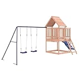 GoldiCoo Spielturm aus Massivholz Douglasie mit Rutsche & Doppelschaukel – Outdoor Kletterturm mit...