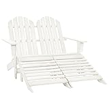 BOWEKAM Home & Garden Adirondack Stuhl mit 2 Sitzen, Tannenholz, Weiß