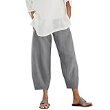 SKFLABOOF Leinenhose Damen Sommer Boho Freizeithose 7/8 Lose-Hose Baumwolle-Leinen Casual Stoffhose...
