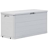 PIXZSSI Gartenbox 117x45x56 cm Hellgrau Kunststoff Aufbewahrungsbox Terrasse Soliden Konstruktion...