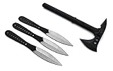 KOSxBO XXL Set Thor Tactical Tomahawk Axt - Wurfmesser - inklusive Holster und Etui schwarz -...