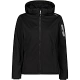 CMP - Leichte Softshelljacke für Damen mit abnehmbarer Kapuze, Schwarz, D36