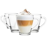 Glasmark KROSNO 1992 Gläser Set Kaffeegläser Mit Henkel Tasse 4 Stück 200 ml Kaffeetasse...