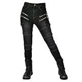 HOMDECR Damen Slim Fit Motorrad Jeans Mit Protektoren Knie Und Hüftprotektoren Stretch Slim Fit...