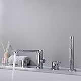 Chrom Wannenarmatur mit Schwenkauslauf und Dusche, 4-Loch-Design für Badezimmer