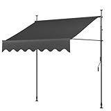 LIFERUN Klemmmarkise ohne Bohren 250cm mit Handkurbel Balkon Balkonmarkise Markise Sonnenschutz...