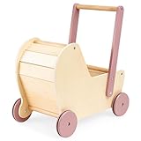 Mamabrum Holz Puppen-Rollwagen Walking mit Anti-Rutsch-Rädchen, Puder, Walking Lernreiter für...