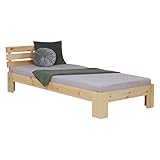 Homestyle4u 2191, Massivholzbett 90x200 mit Lattenrost Holzbett Natur Kiefer Holz Bett Bettgestell...
