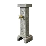 YQMHEZ Gartenwassersäule Aus Edelstahl, Vertikale, Quadratische Gartenwassersäule mit Kupferhahn...