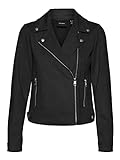 VERO MODA Women's VMJOSE Short Faux Suede Jacket BOOS Bikerjacke, Black, XL