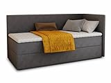 Boxspringbett Flame mit Bettkasten - Einzelbett mit Bonell-Matratze und Topper, Polsterbett,...