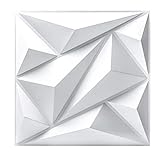 Art3dwallpanels 12 Stück PVC 3D Wandpaneel Diamant für Innenwand Dekor in Weiß Wanddekor PVC...