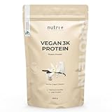 Nutri + Vegan Protein Pulver Vanille 1 kg 81% Eiweiß - 3k Proteinpulver 1000 g - Shake Vanilla...