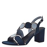 MARCO TOZZI Damen Sandalen mit Absatz mit Verstellbarem Riemen Vegan, Blau (Navy Comb), 39 EU