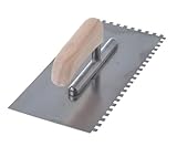 Aqbau® Zahnglättekelle 4x4 mm mit Holzgriff Glättekelle gezahnt Zahnkelle Fliesenkelle Gezahnte...