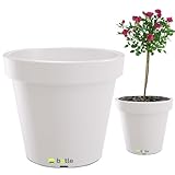 botle Großer Blumentopf Übertopf Supergroß Blumenkübel 58 cm x 52,2 cm Weiß Rollbasis...