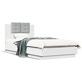ShGaxin Bett mit Kopfteil aus Holz, weiß, 90 x 190 cm, Bettgestell, Bettrahmen, Jugendbett,...