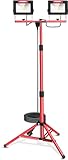 HYCHIKA LED Baustrahler Arbeitsstrahler mit Stativ 2x60W, LED Strahler 2x7000 Lumen,1.75M...