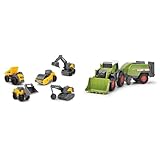 Dickie Toys 203722008 Volvo Micro Workers, 5er Spielzeugset & Fendt Micro Farmer (9 cm) –...