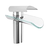 Wasserfall Badezimmer Wasserhahn Messing Einloch-Wasserhahn Glas Waschbecken Mischbatterie Bad...