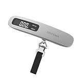 GRIFEMA GA2006, Digitale Kofferwaage mit LCD Display, Tragbare Gepäckwaage bis 50 kg, Silber,...