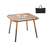 LELEW Outdoor Feuerstelle Tisch,quadratische BBQ Garten Feuerschale mit Deckel,Feuerstelle mit...