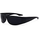 grinderPUNCH Schwarze Sonnenbrille mit super dunklen Gläsern | Reiter im Biker-Stil | Wickelrahmen...