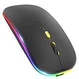 PASONOMI Aktualisierung Kabellose Maus, LED Wiederaufladbare Leise Funkmaus Laptop Wireless Mouse,...