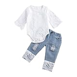 Qtinghua Baby-Mädchen-Kleidungs-Set, langärmelig, Spitzen-Body und gerüschte Spitze, Strampler,...
