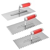 3-teilig Zahnglättekellen, Zahnkelle 8x8 mm, Edelstahl Zahnkelle 280 x 110 mm - Traufel mit Zahnung...
