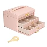 HYWHUYANG 3-lagige Schmuckschatulle, Schmuck-Organizer-Box für Frauen und Mädchen, große...