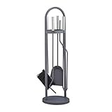 Relaxdays Kaminbesteck modern, 5 teilige Kamingarnitur, Schaufel, Besen, Zange, Schürhaken &...