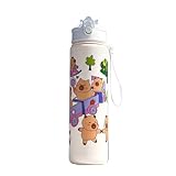 800 ml Capybara süßer Wasserbecher mit Stroh & Handle Travel Water Flasche (lila)