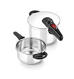 BRA Allure | Duo-Schnellkochtopf-Set mit 4 + 6 Litern, aus Edelstahl 18/10, mit 2 Kochprogrammen und...