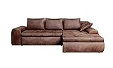 lifestyle4living Ecksofa mit Schlaffunktion und Bettkasten in Braun | Gemütliches Mikrofaser L-Sofa...