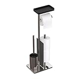Relaxdays WC-Garnitur, Toilettenbutler mit Ablage, Edelstahl, modern, 3 in 1, ohne Bohren,...