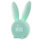 Homealexa Kinder Lichtwecker Cute Rabbit Kinderwecker Creative Nachttischlampe Snooze-Funktion,...