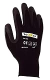 (12 Paar) teXXor Handschuhe Polyester-Strickhandschuhe Latex BESCHICHTET 12 x schwarz/schwarz XL/10