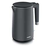 Arendo - Wasserkocher Edelstahl – 1,5 Liter - 2200 Watt – Doppelwand-Design – 360° Controller...