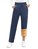 UMIPUBO Gefütterte Jogginghose Damen Warm Fleece Freizeithose Winter Thermo Fleecehose High Waist...