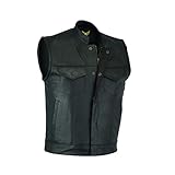 Leatherick Herren Motorradweste im SOA-Stil, Schwarz & Braun, Leder Biker-Motorradweste mit...