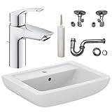 Waschbecken - Waschtisch - 60cm Ideal Standard mit Lotus Beschichtung - Grohe Armatur Komplettset -...