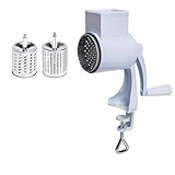 Manuelle Trommelreibe, Käsereibe mit Kurbel, Nussmühle mit 2 Edelstahl Austauschbaren...