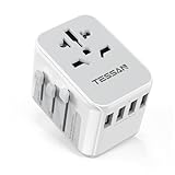 TESSAN Reiseadapter Weltweit, Universal Steckdosenadapter mit 4USB und 1AC Steckdose, Reisestecker...