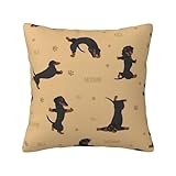 Kissenhülle 45X45Cm Dackel Hunde Sport Yoga Posen Süß Zierkissen Bedruckt Dekorativen...